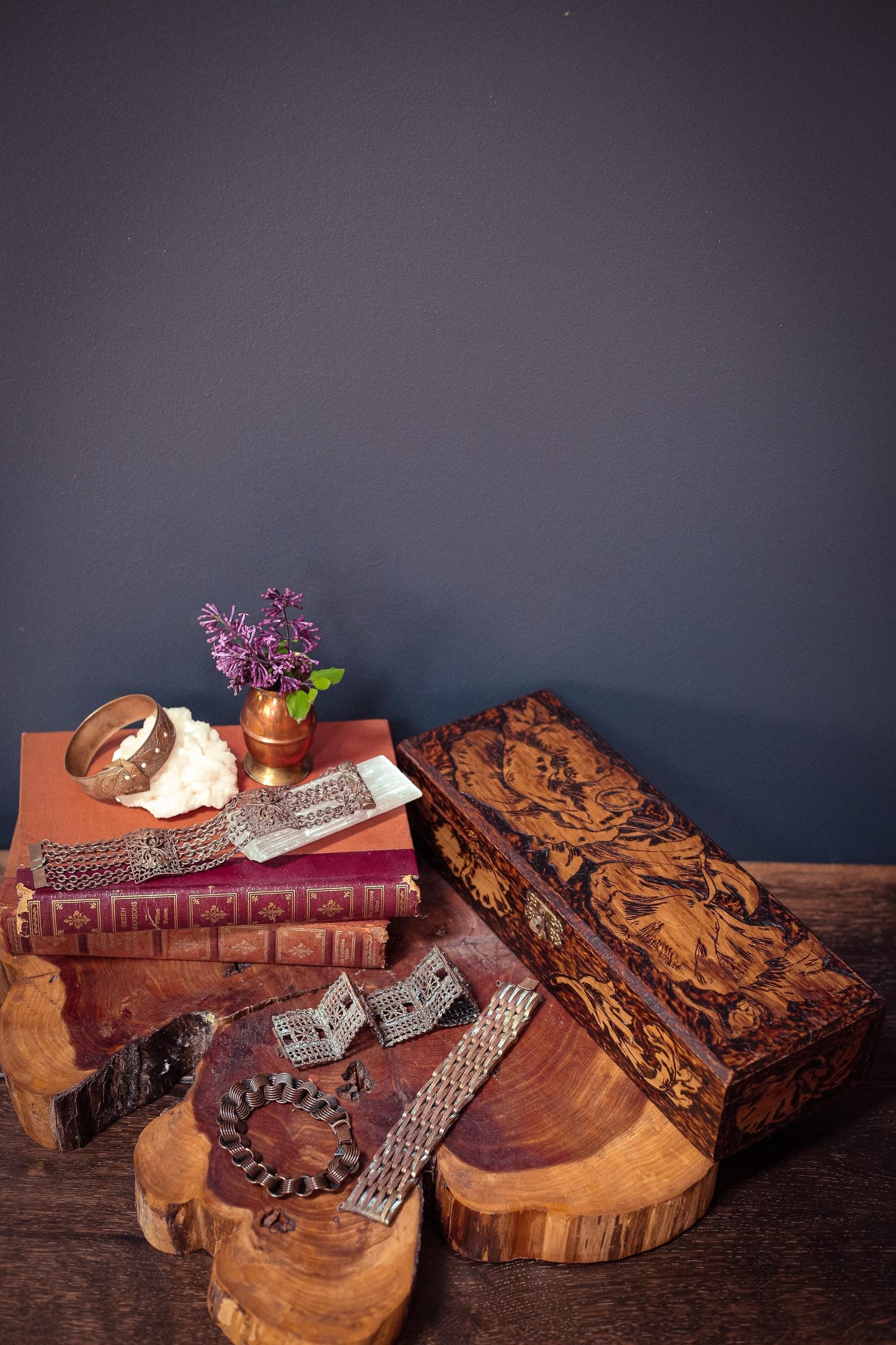 Copper Multi Ring Chain Bracelet - Vintage Estate Jewelry