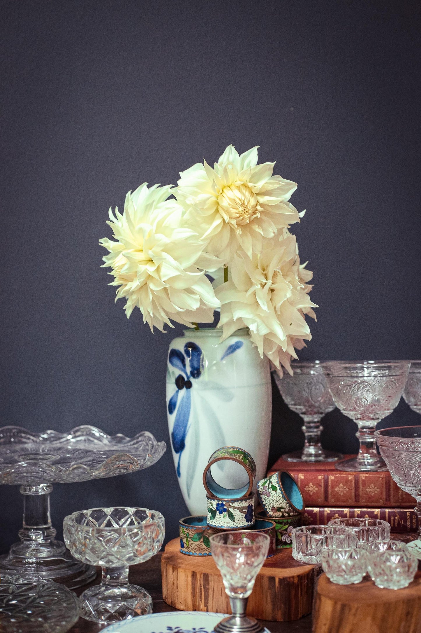 Matching Trio Round Salt Cellars - Vintage Crystal Cut Glass Salt Pinch Bowl