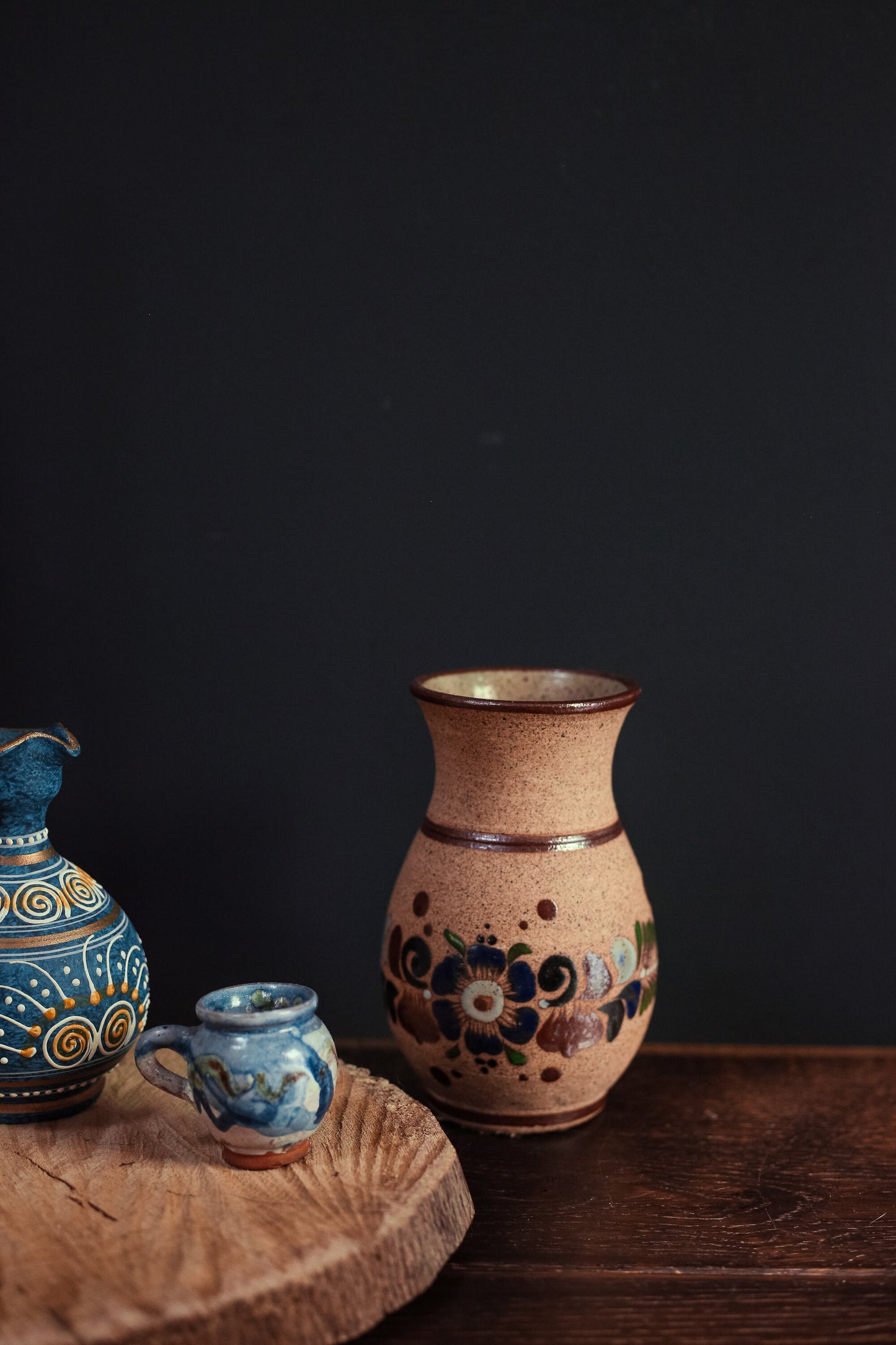 Mexican Pottery Vase - Hand Painted Earthenware Vase Tonala Pottery