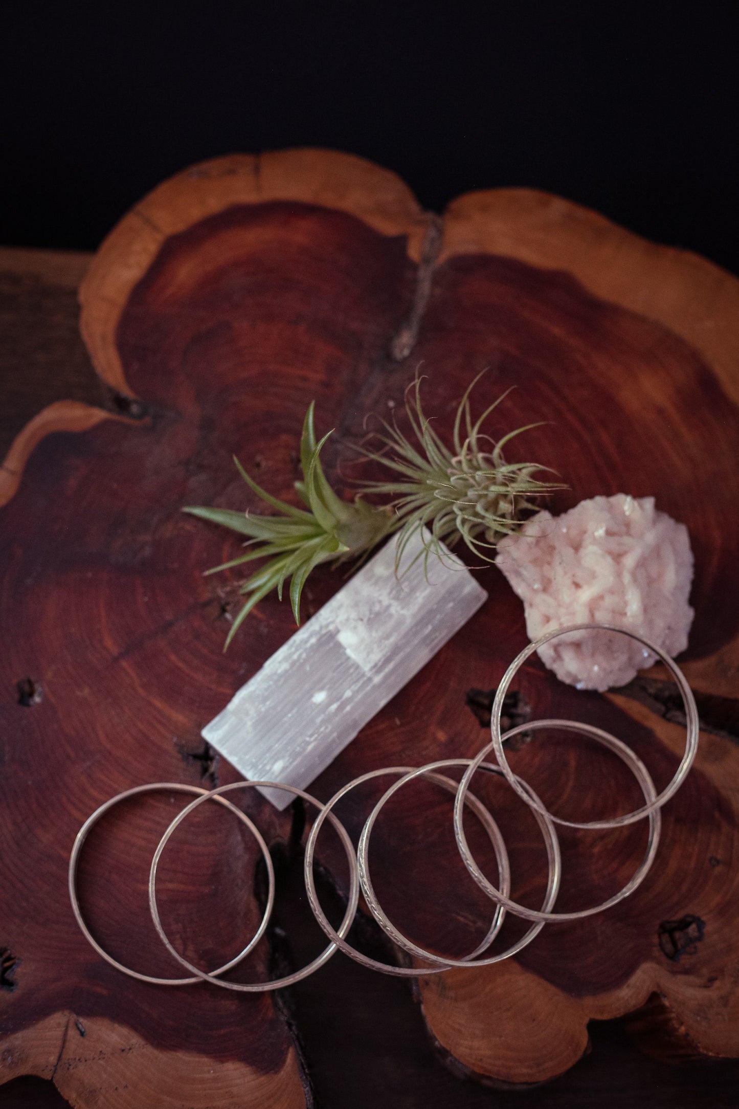 Sterling Silver Stamped Bangles - Vintage Estate Silver Bracelets