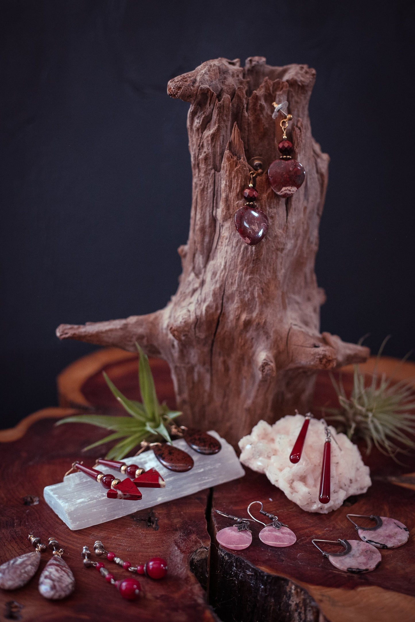 Carnelian and Silver Bead Earrings - Vintage Estate Red Jade Earrings