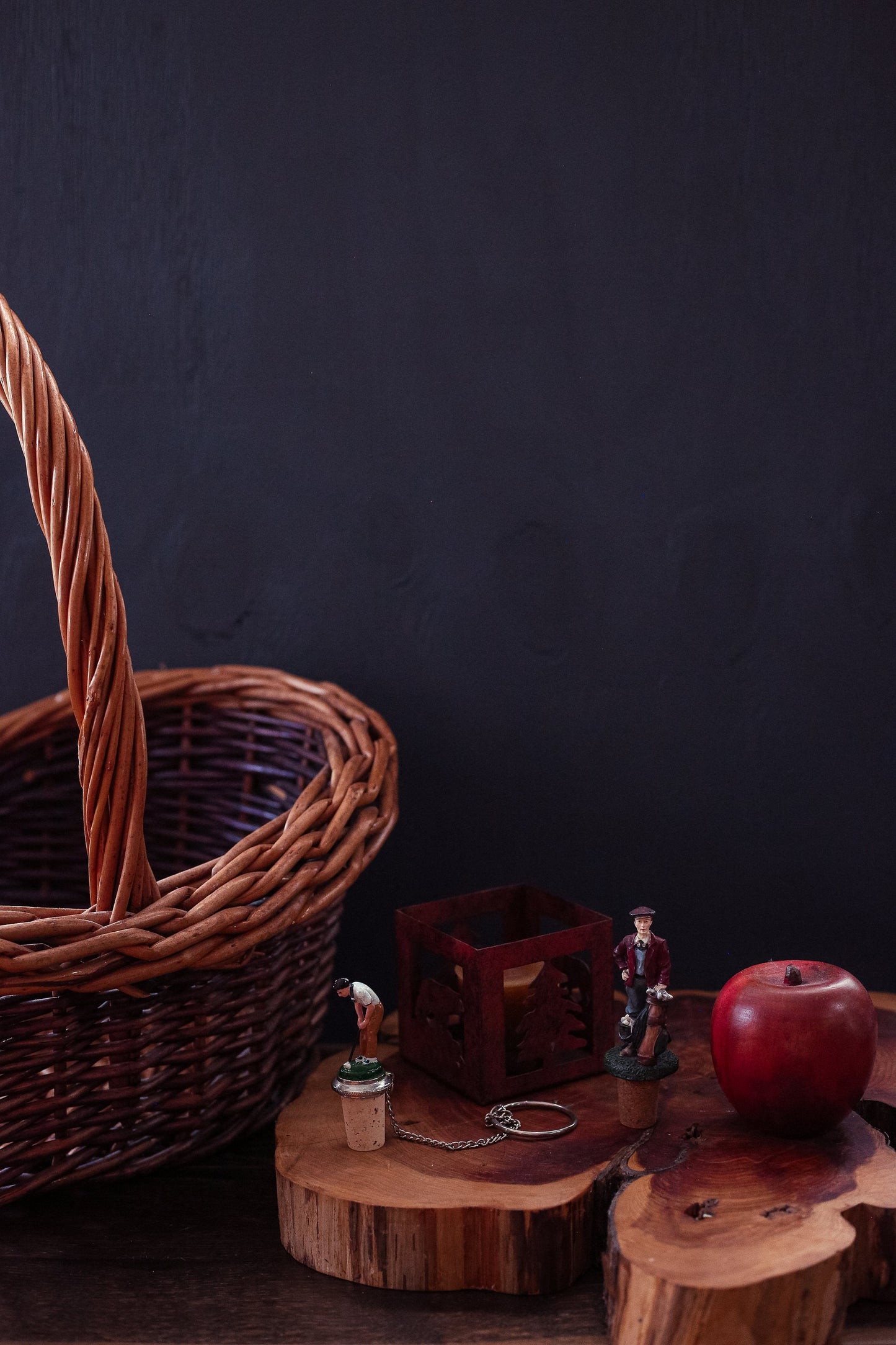 Metal Candle Votive Holder with Bear Tree Cutouts - Vintage Metal Votive with Forest Scene