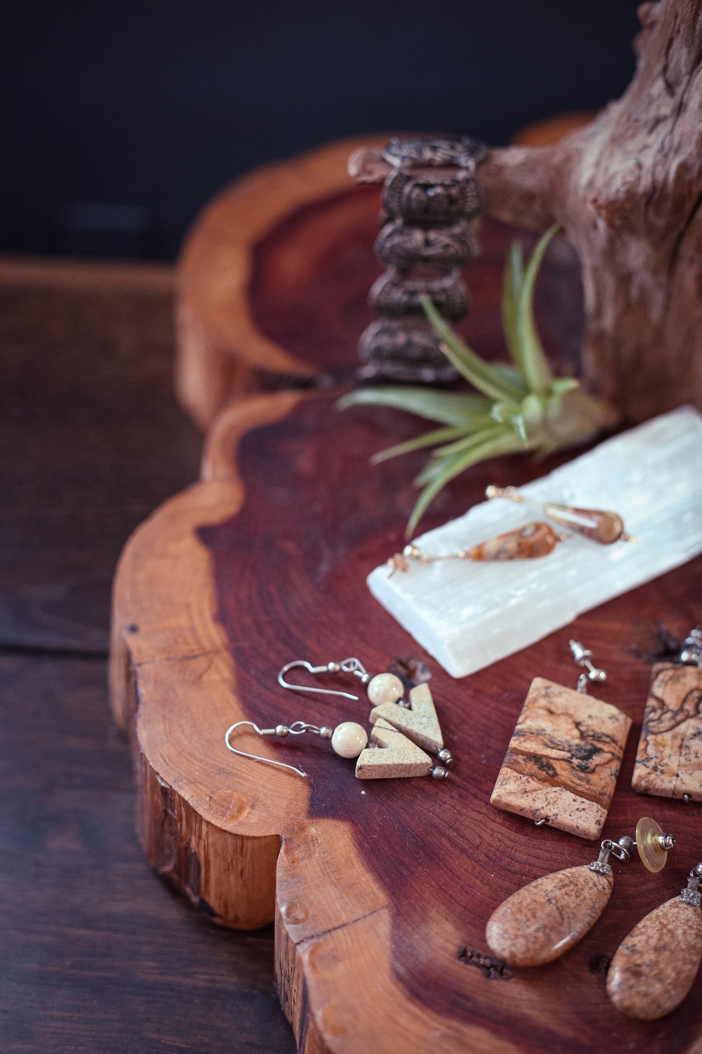 Jasper Tear Drop with Sterling Post - Vintage Estate Jewelry