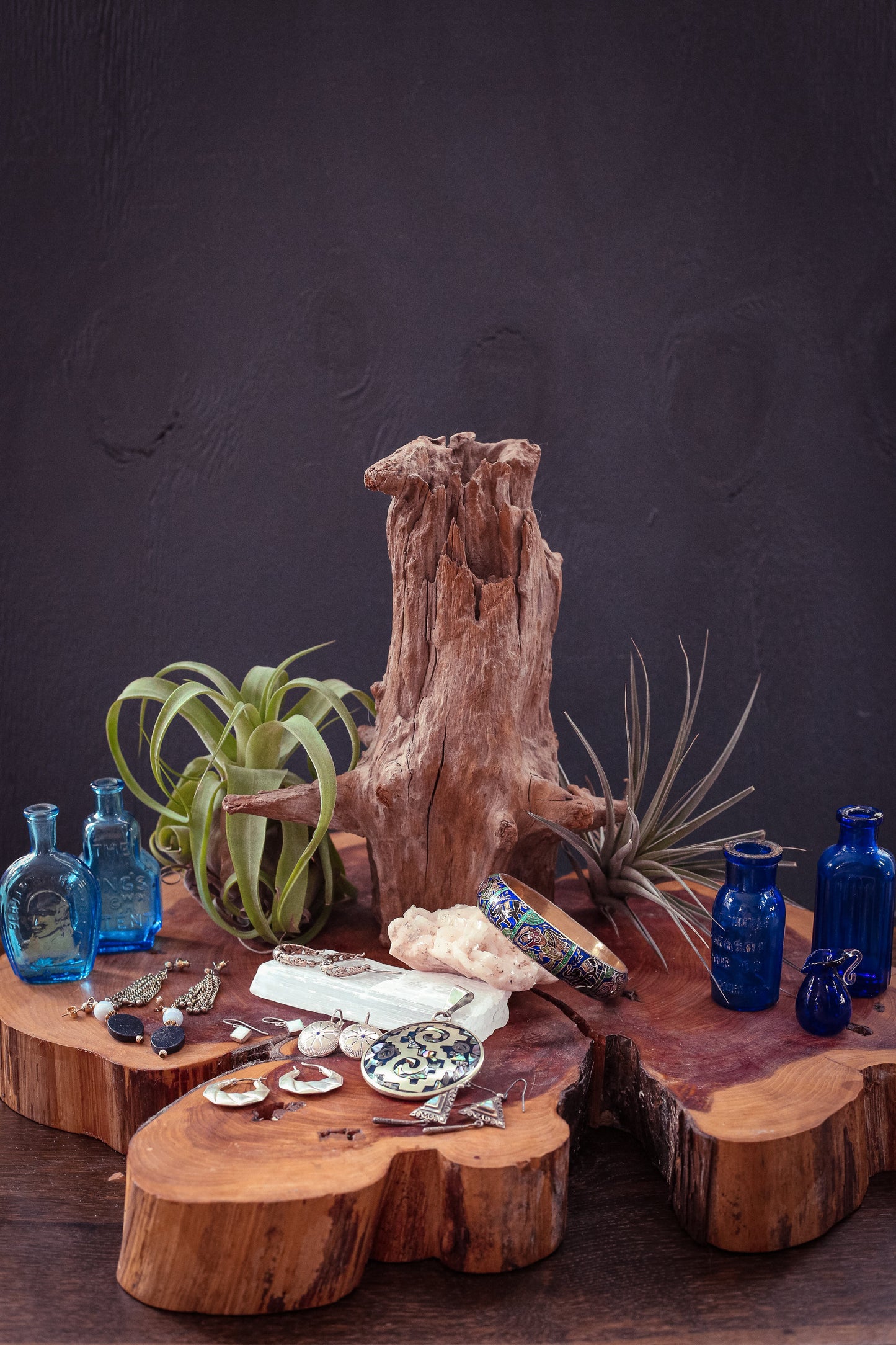 Pair of Miniature Blue Apothecary Bottles - Vintage Cobalt Glass Bottles