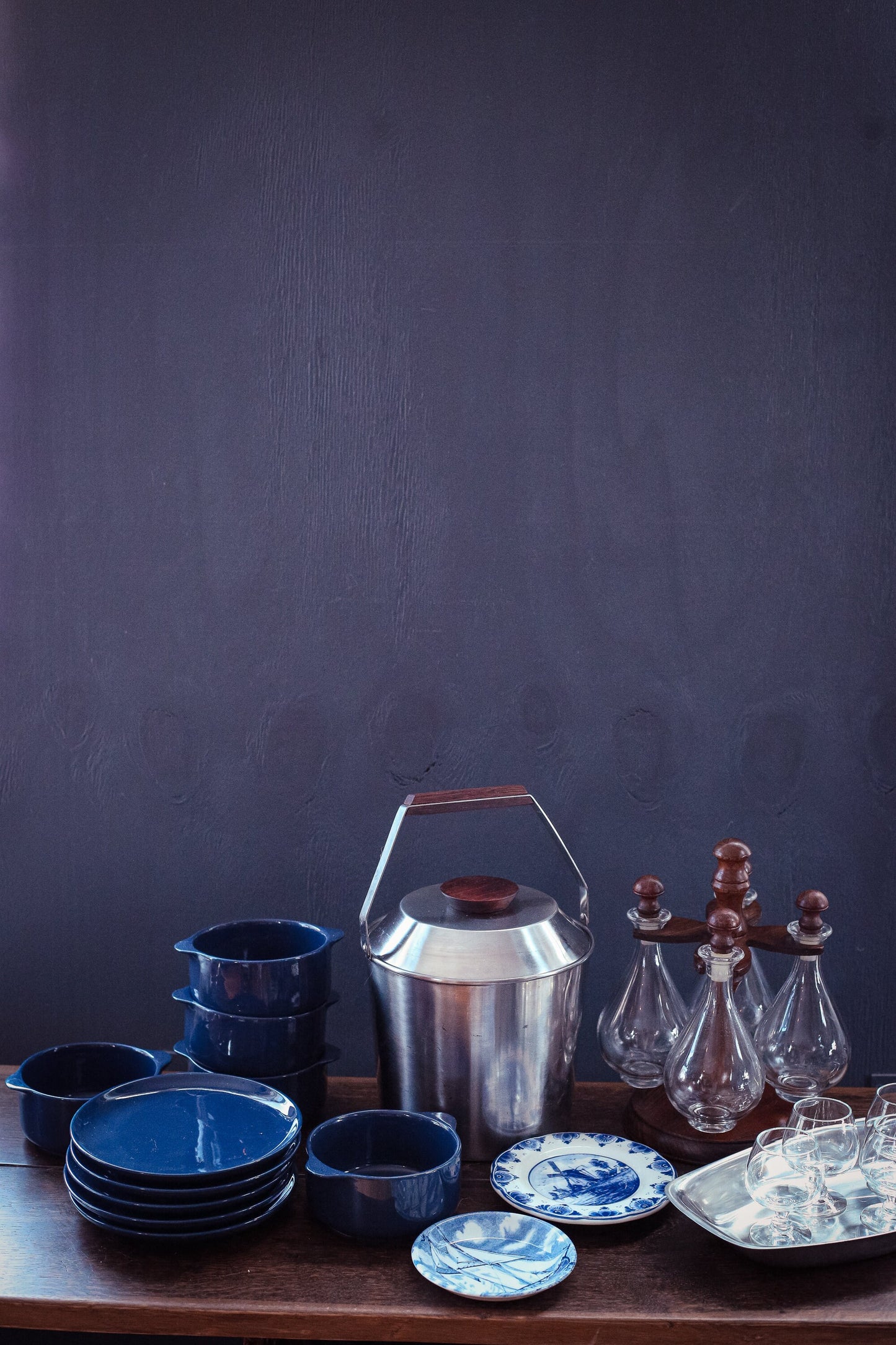 Lundtofte Denmark Steel & Rosewood Midcentury Modern Ice Bucket - Vintage MCM Stainless Steel Barware