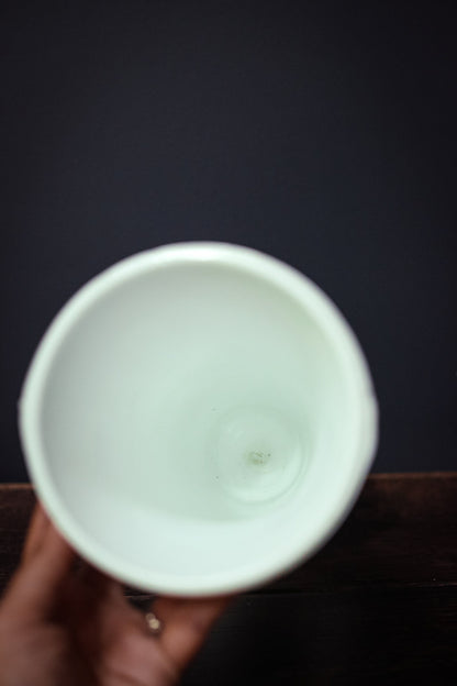 Milk Glass Depression Glass Vase with Grape Clusters & Leaves Pattern - Milkglass Colony Harvest Footed Vase