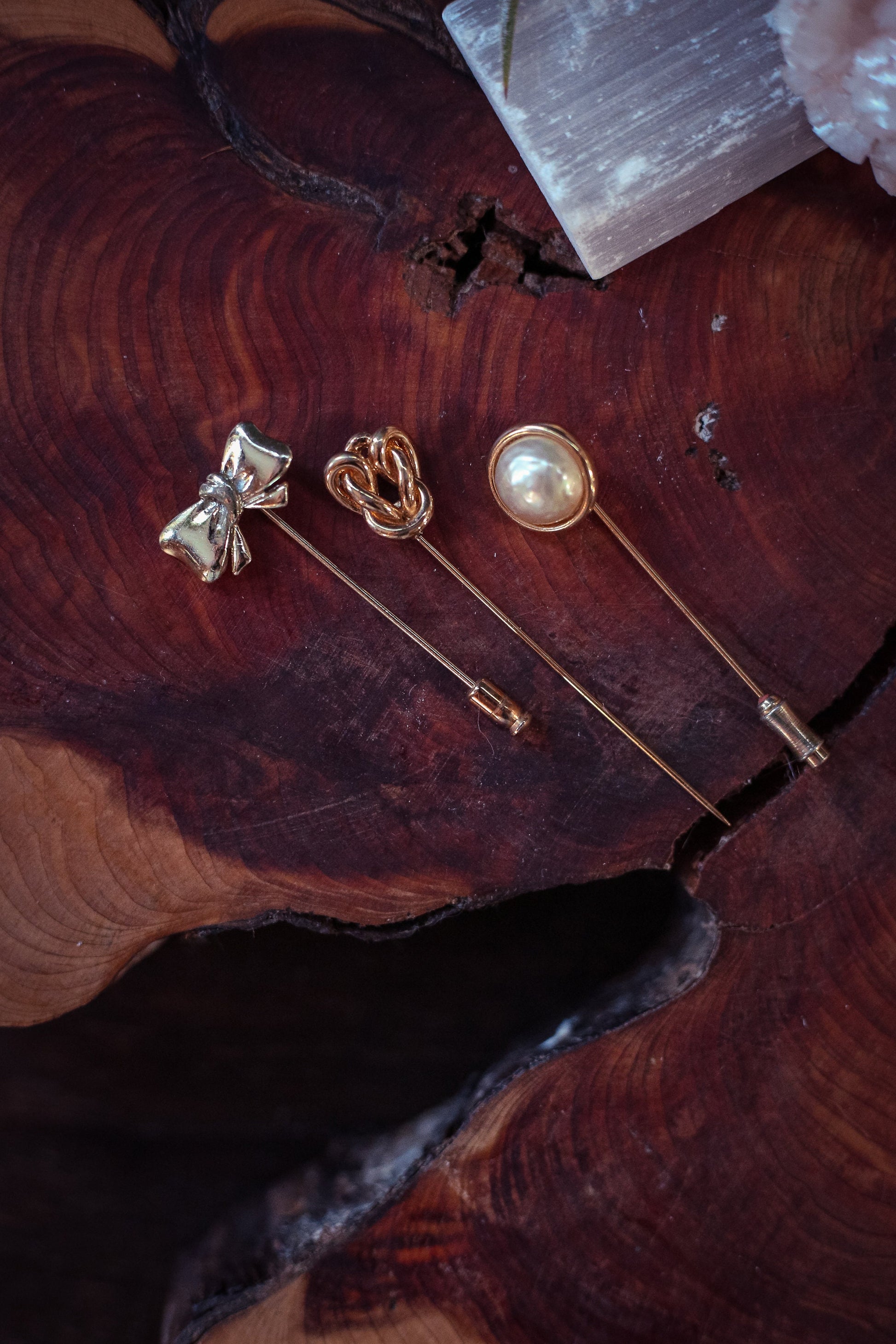 Stick Pins in Gold Tone Enamel and Crystal - Select Style From Dropdown