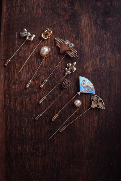 Stick Pins in Gold Tone Enamel and Crystal - Select Style From Dropdown