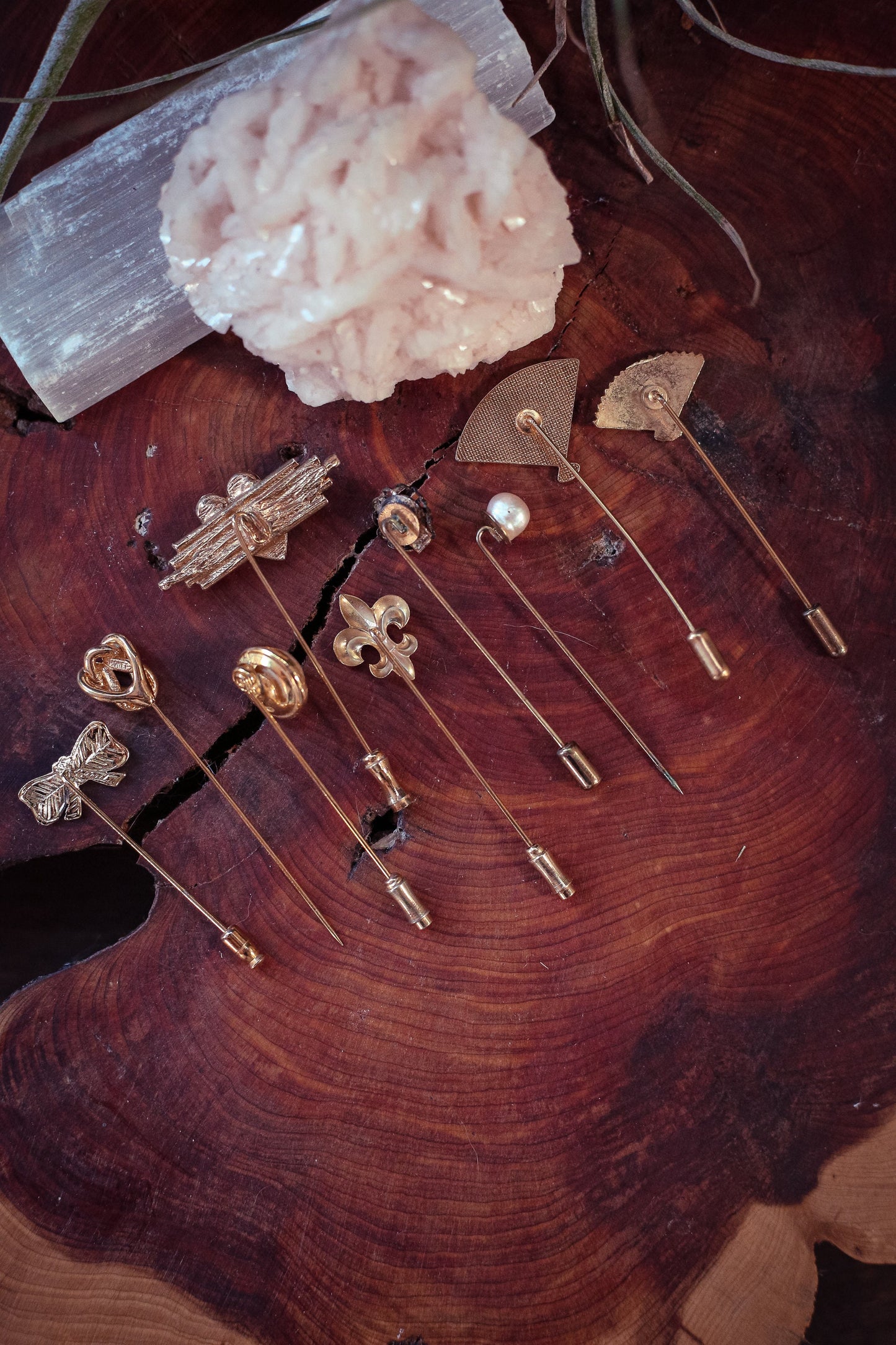 Stick Pins in Gold Tone Enamel and Crystal - Select Style From Dropdown