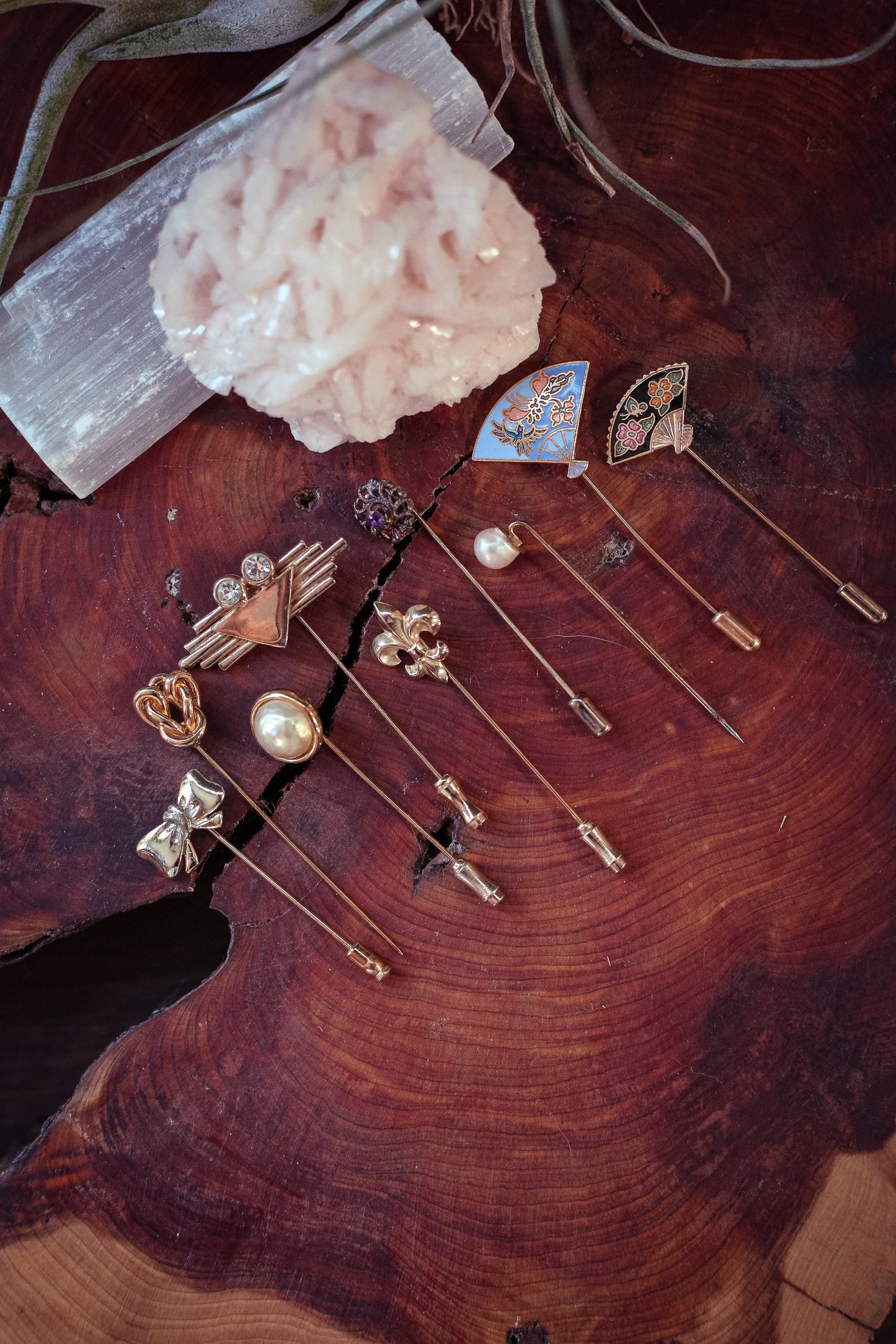 Stick Pins in Gold Tone Enamel and Crystal - Select Style From Dropdown