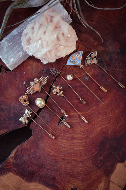 Stick Pins in Gold Tone Enamel and Crystal - Select Style From Dropdown