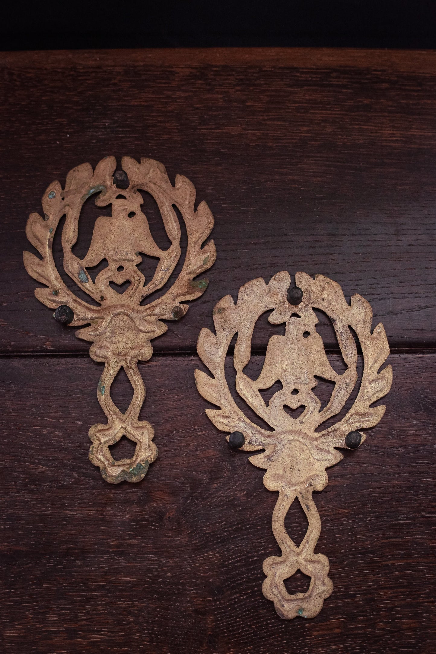 Set of 2 Brass Eagle Trivets - Vintage Japan Brass Trivet