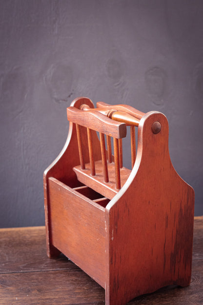Wooden Cutlery Caddy and Napkin Holder Set - Vintage Wood Kitchen Set