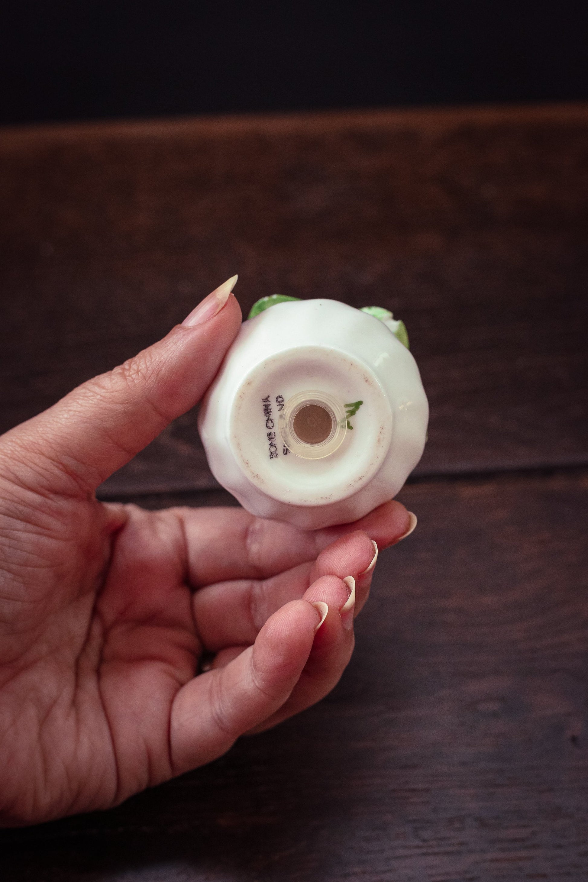 Porcelain Peony Dahlia Salt Shaker - Vintage Bone China Mini Salt Shaker