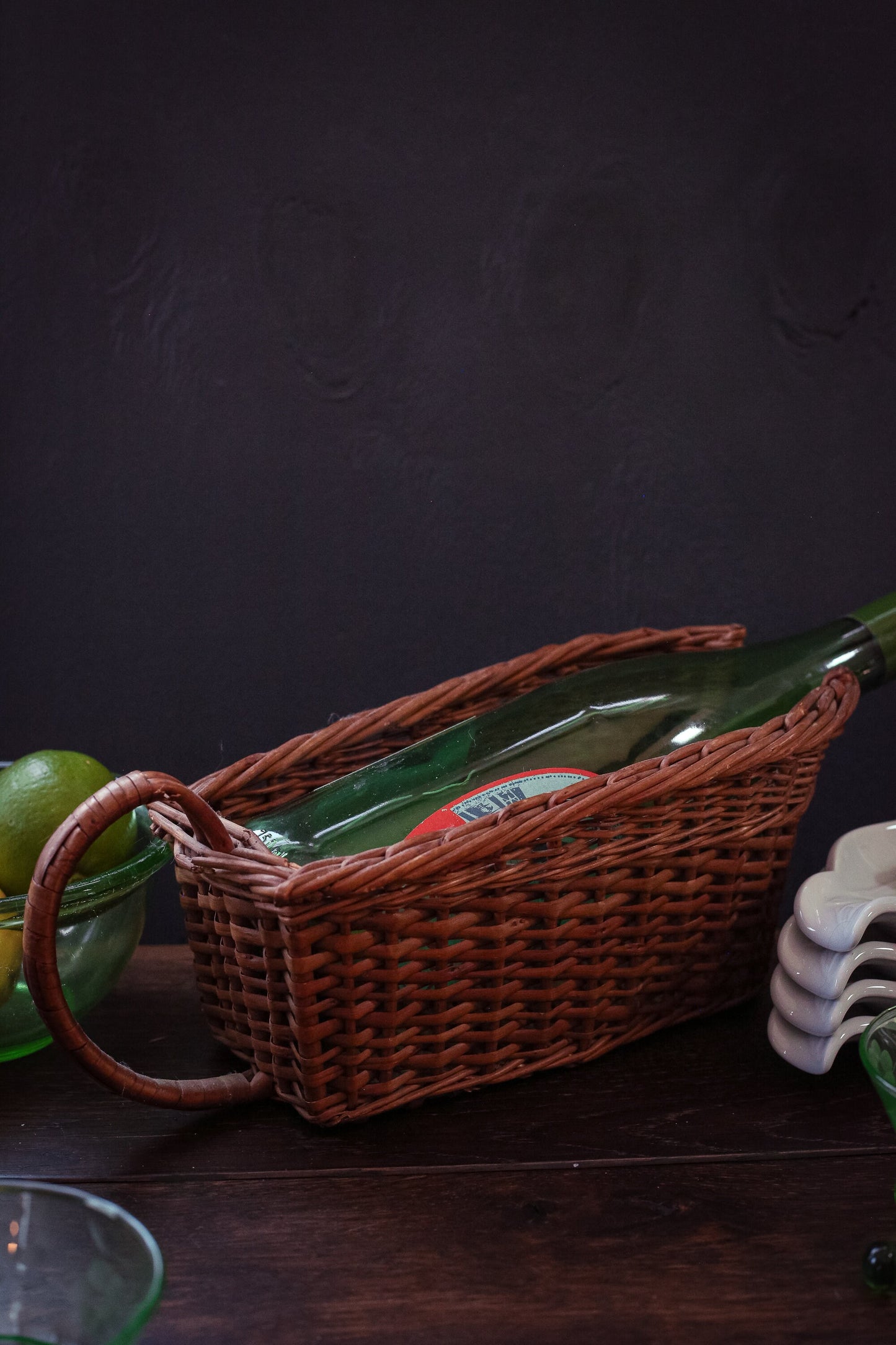 Wicker Wine Basket - Vintage Wicker Basket *as is