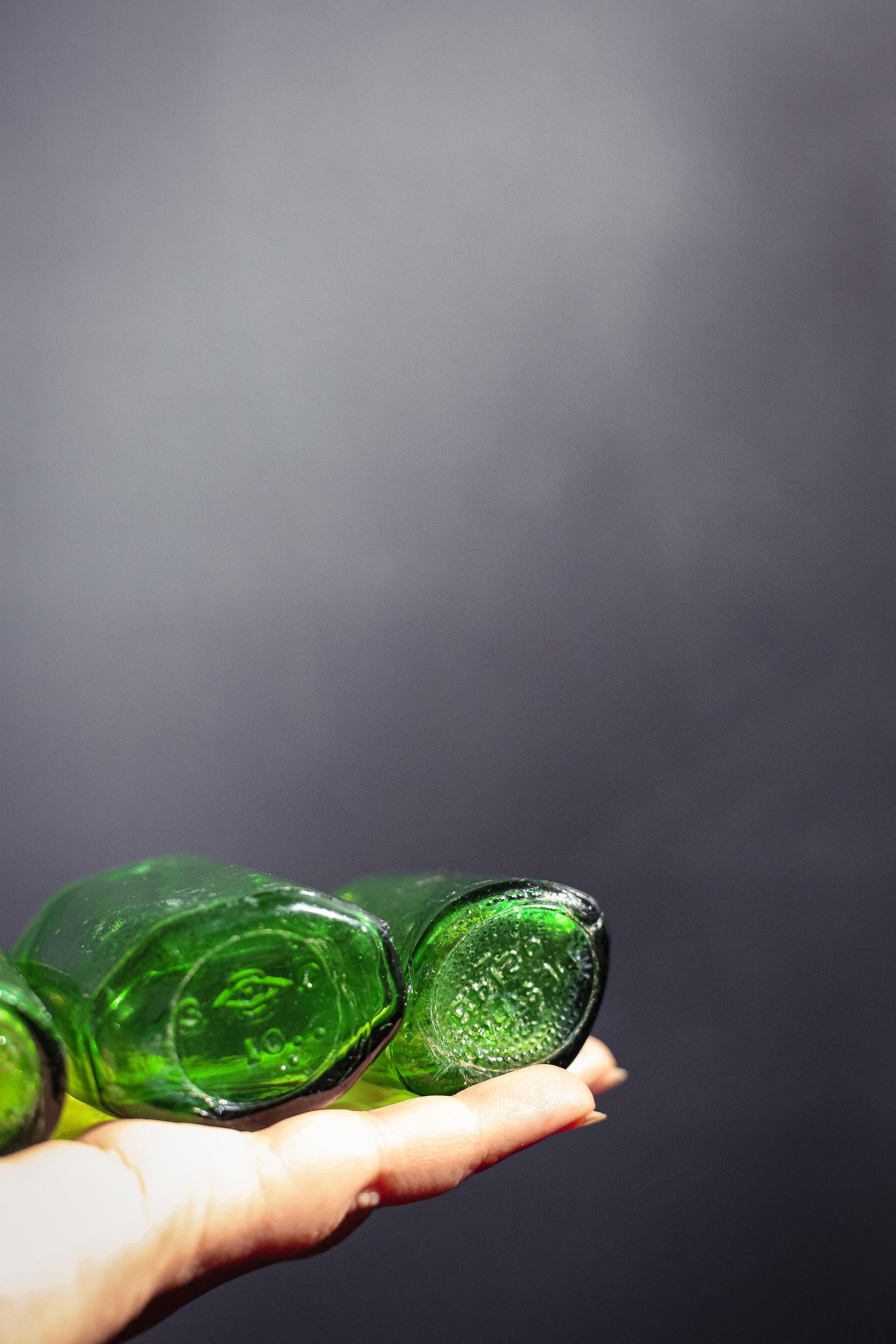 Set of Emerald Green Glass Apothecary Bottles Vintage Antique