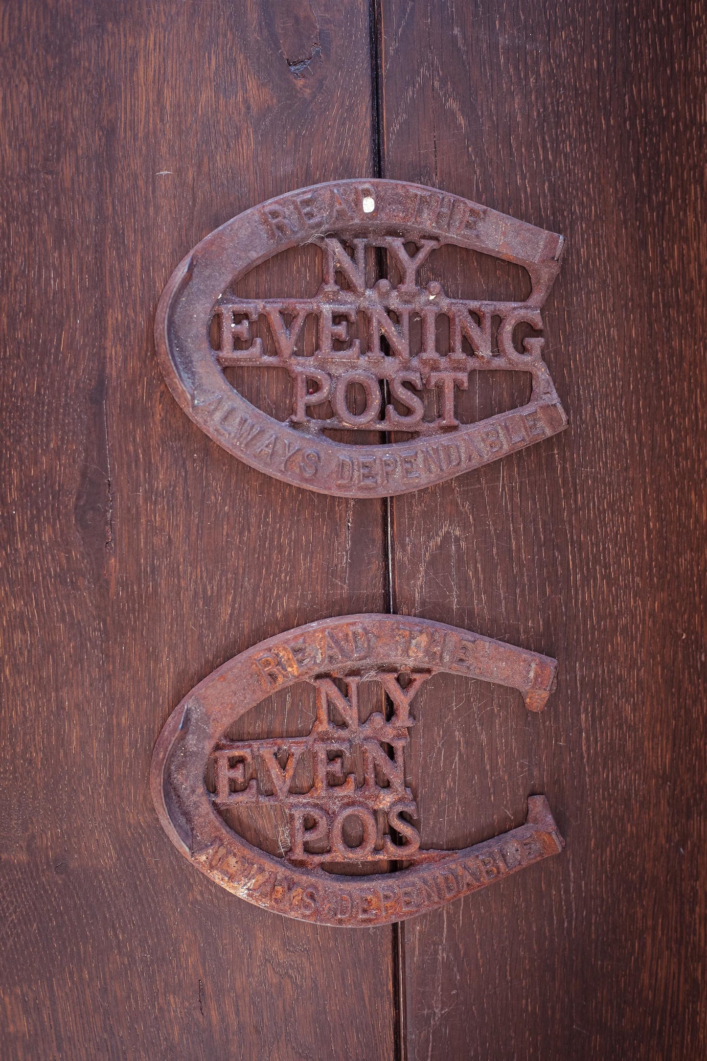 NY Evening Post Newstand Paperweight Cast Iron - Vintage NY Post Newspaper Weight Ephemera Advertising