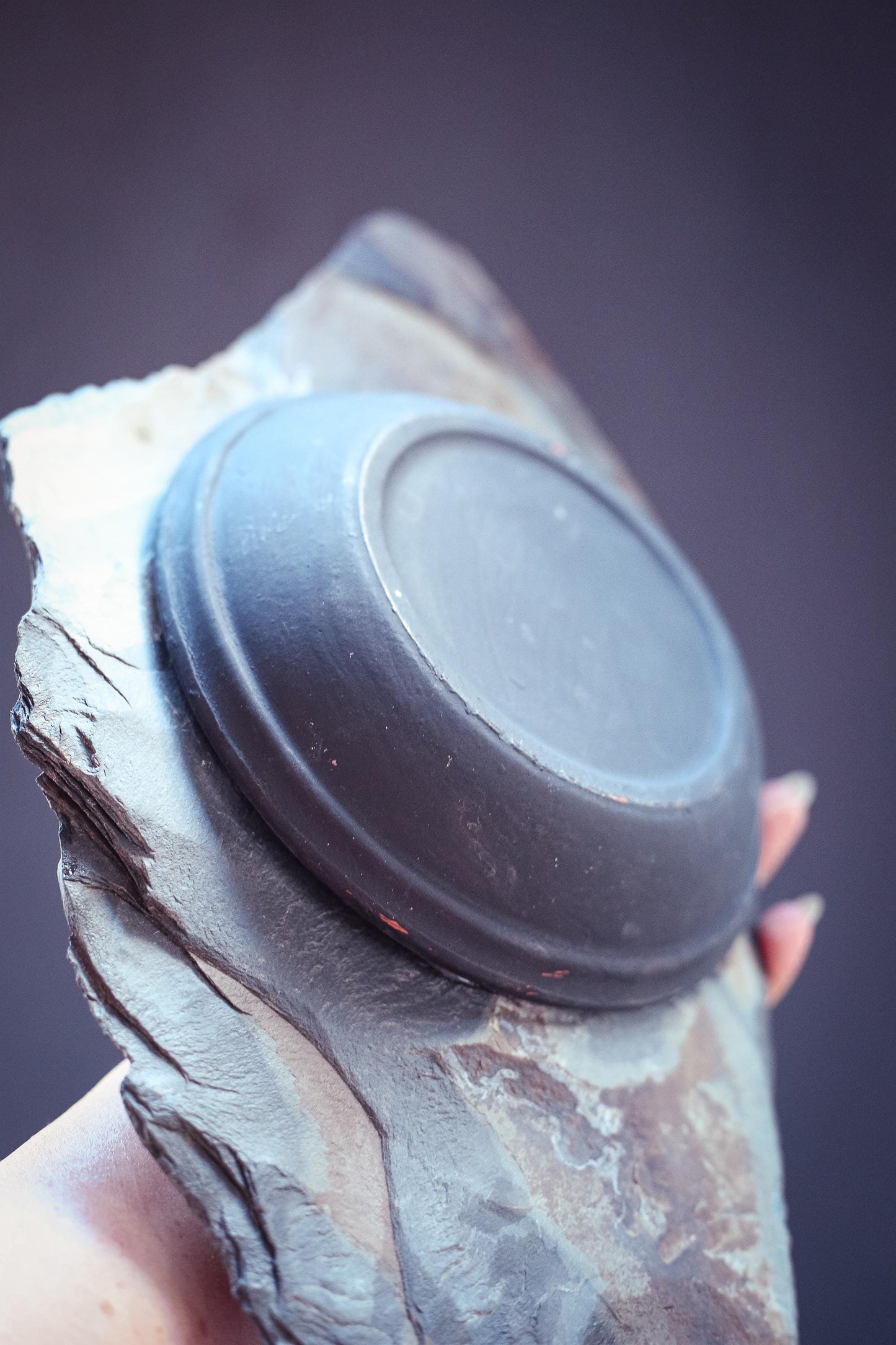 Slate Ikebana Flower Frog - Vintage Grey Stone Flower Frog Vase