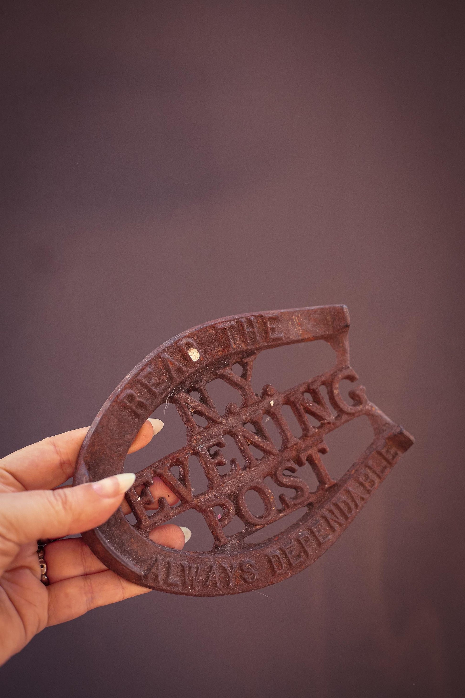 NY Evening Post Newstand Paperweight Cast Iron - Vintage NY Post Newspaper Weight Ephemera Advertising