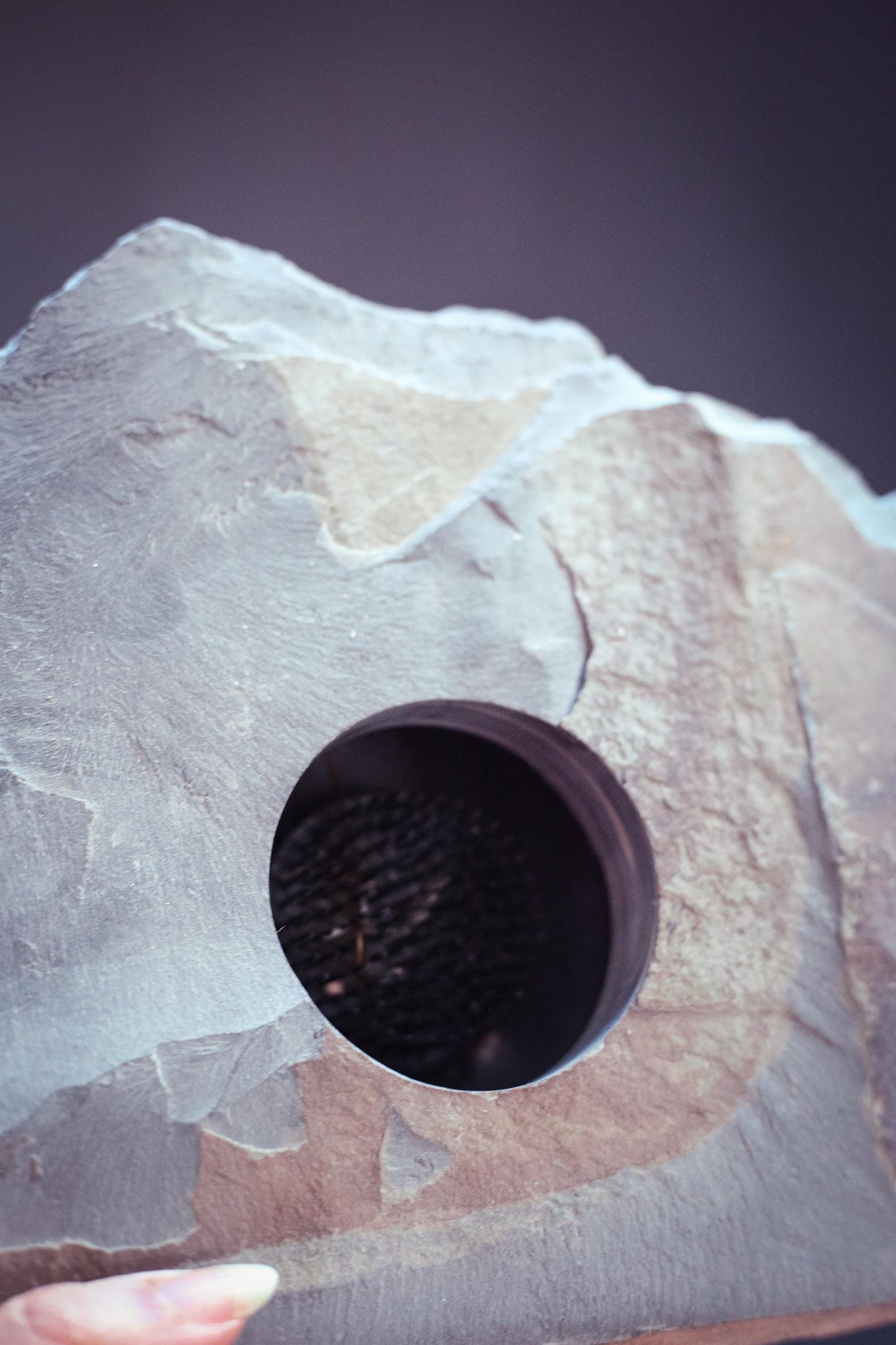 Slate Ikebana Flower Frog - Vintage Grey Stone Flower Frog Vase