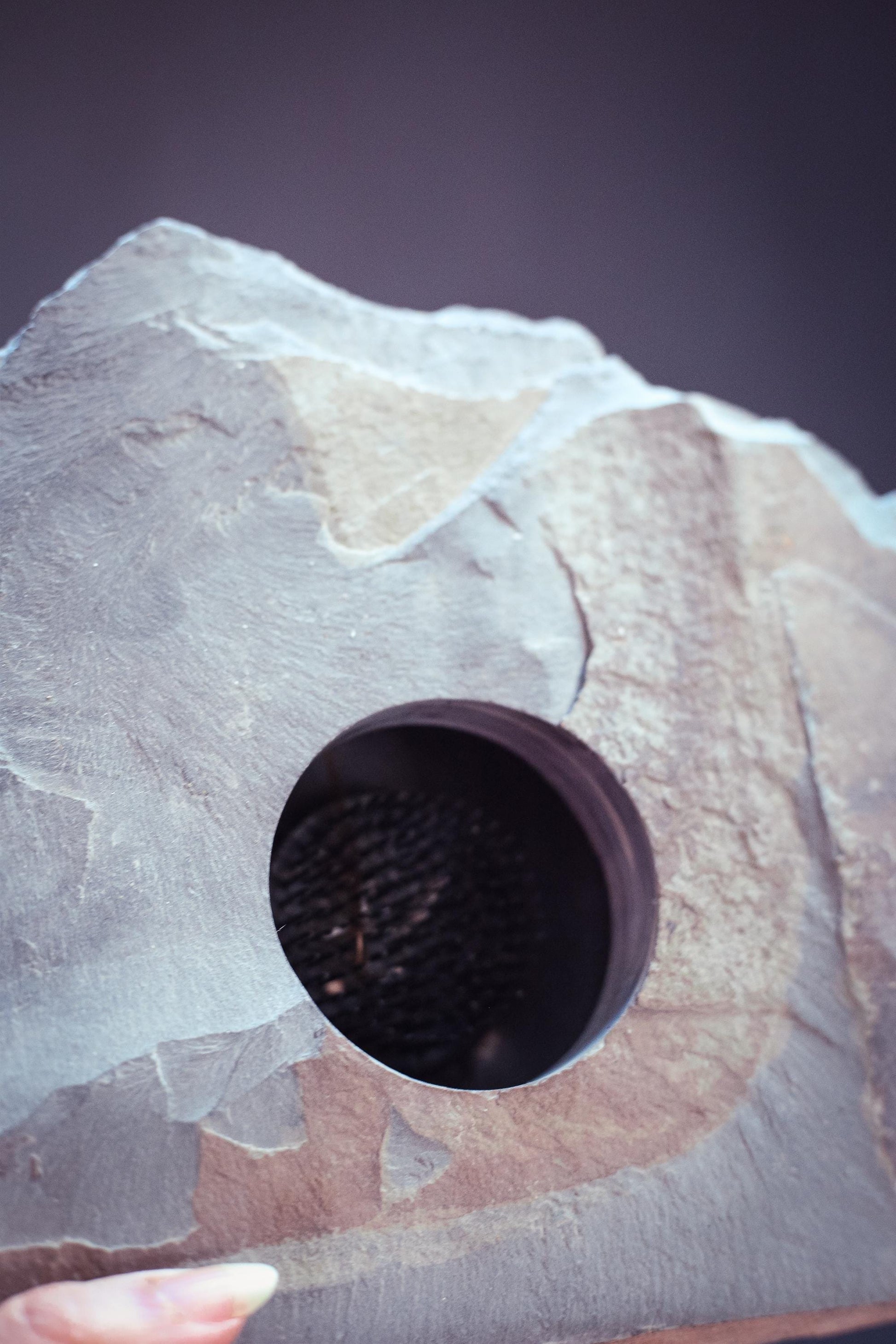 Slate Ikebana Flower Frog - Vintage Grey Stone Flower Frog Vase