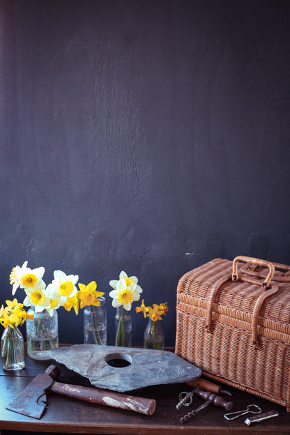 Slate Ikebana Flower Frog - Vintage Grey Stone Flower Frog Vase