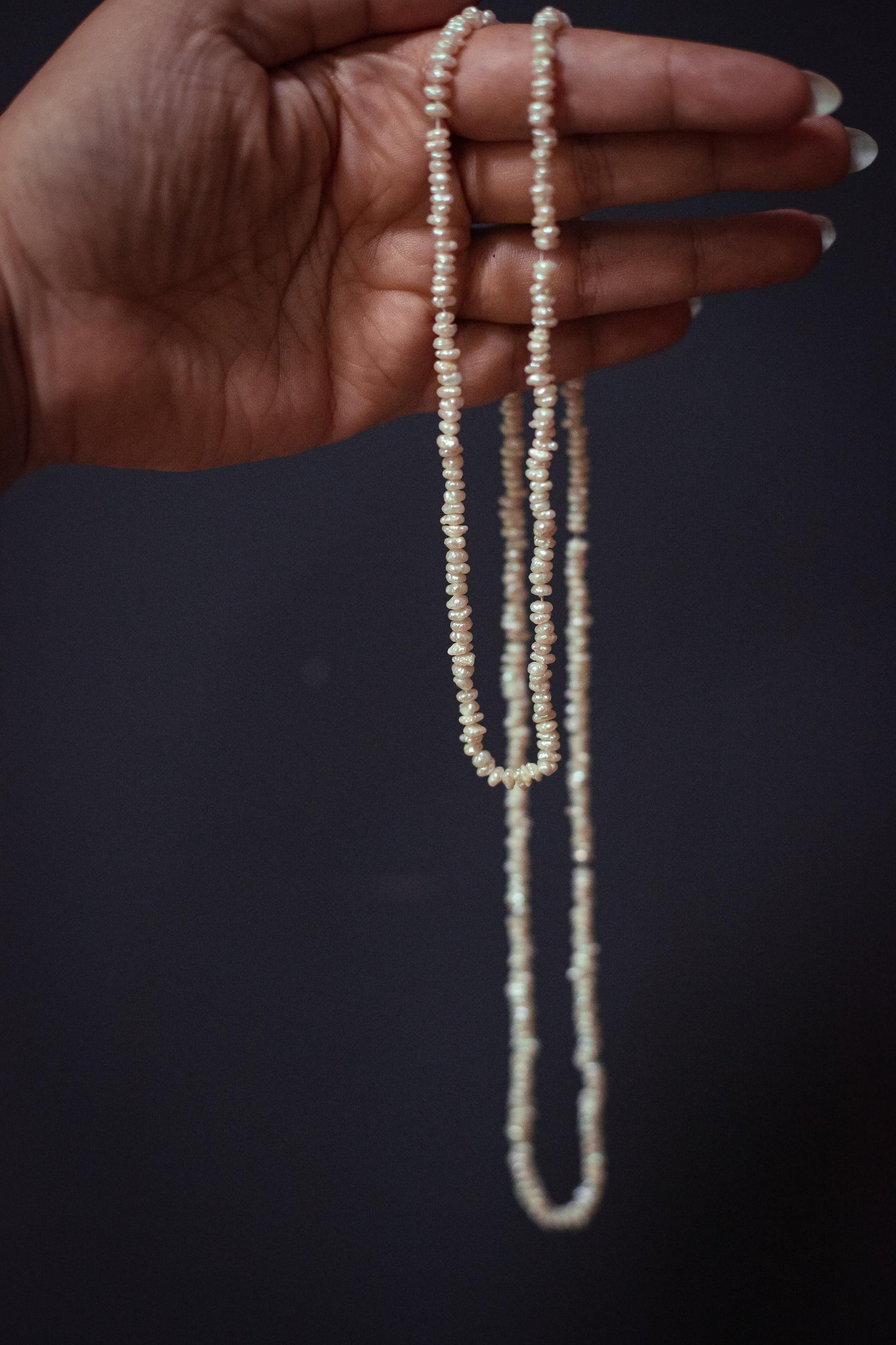 Seed Pearl Necklace Single 33" Strand - Vintage Estate Jewelry Seed Pearl Necklace