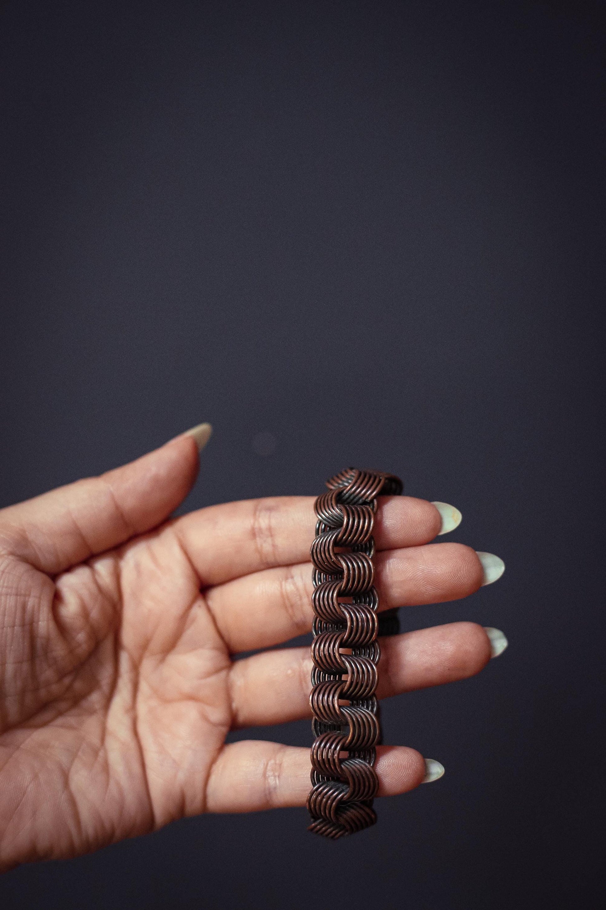 Copper Multi Ring Chain Bracelet - Vintage Estate Jewelry
