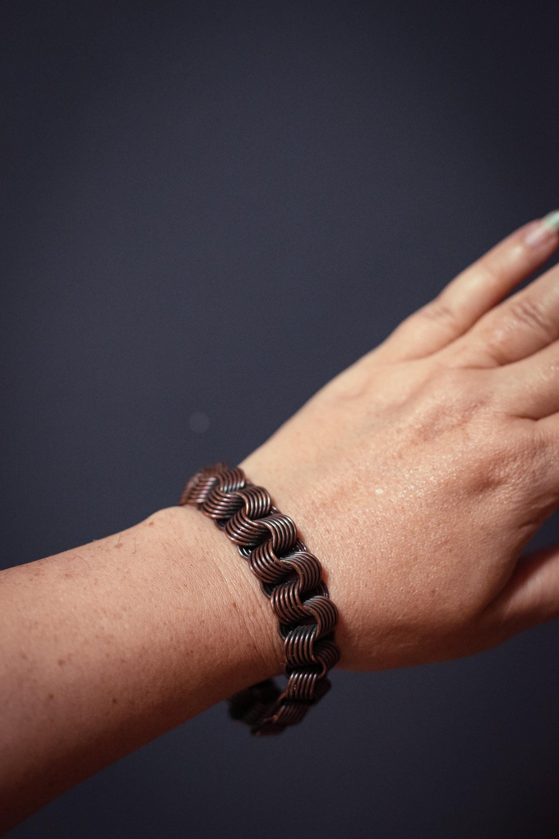 Copper Multi Ring Chain Bracelet - Vintage Estate Jewelry