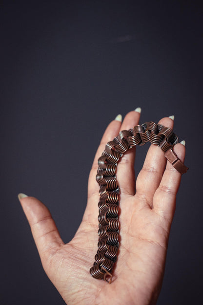 Copper Multi Ring Chain Bracelet - Vintage Estate Jewelry