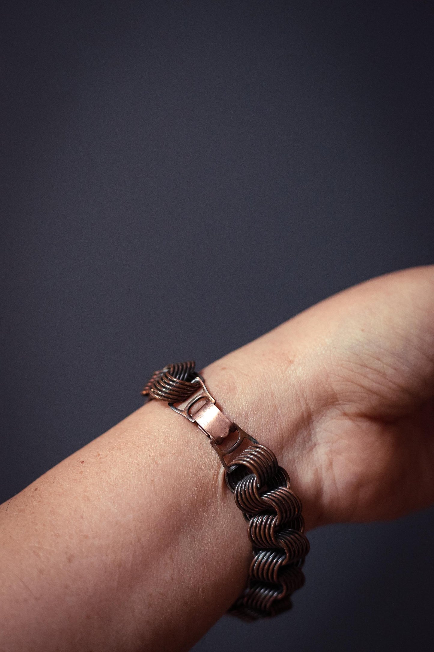 Copper Multi Ring Chain Bracelet - Vintage Estate Jewelry