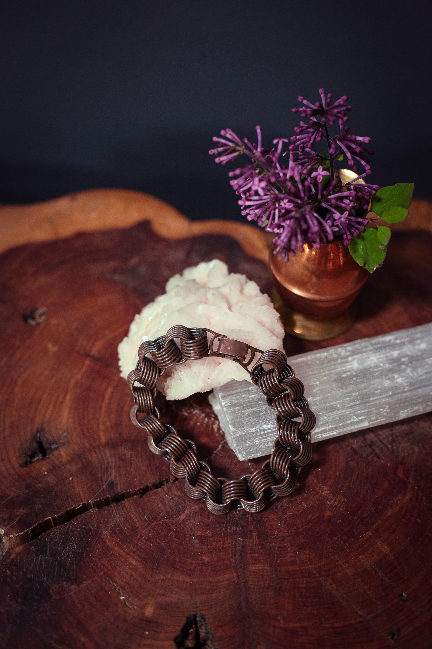Copper Multi Ring Chain Bracelet - Vintage Estate Jewelry