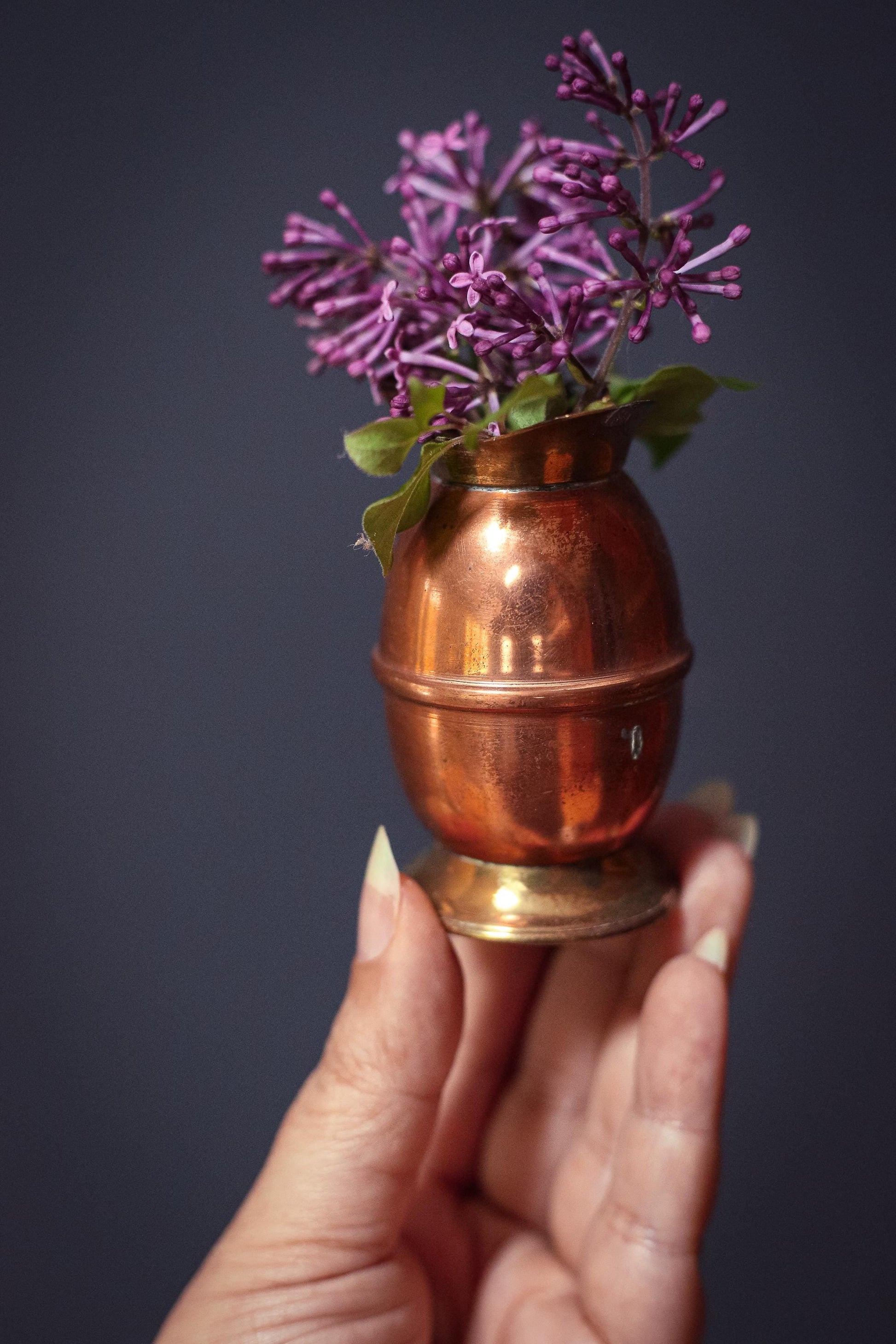 Small Copper and Brass Bud Vase - Vintage Petite Vase Vessel