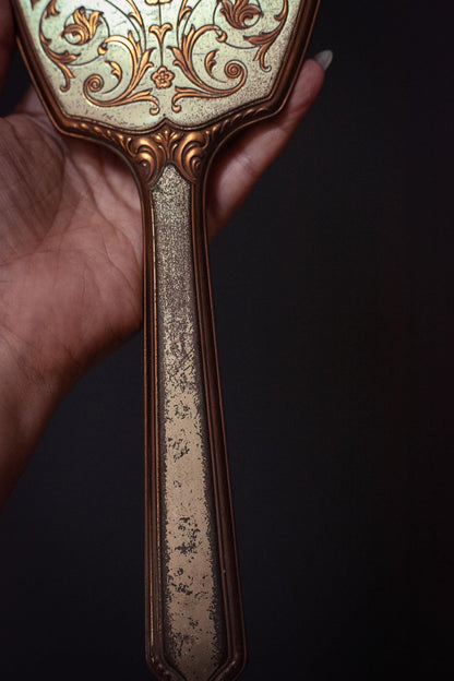 Gold & Silver Floral Vanity Mirror Brush Set