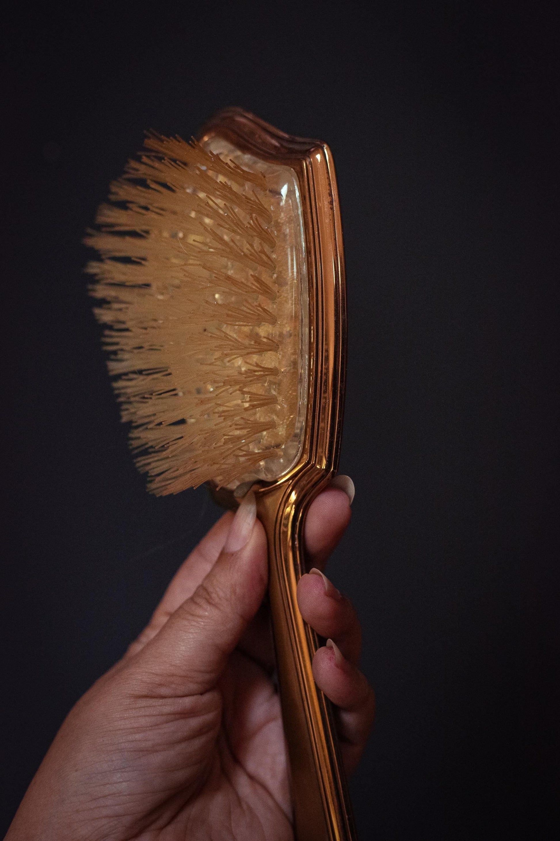 Gold & Silver Floral Vanity Mirror Brush Set