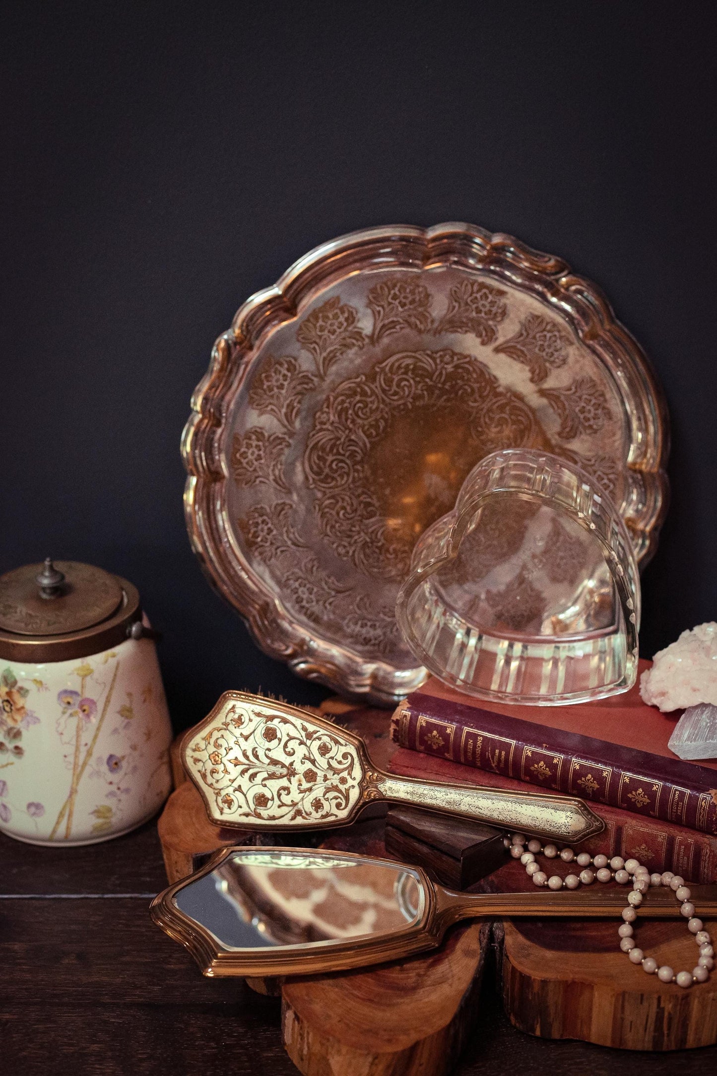 Quist Silver Plated Brass Serving Tray - Vintage Midcentury Silver Floral Engraved Tray Made in West Germany