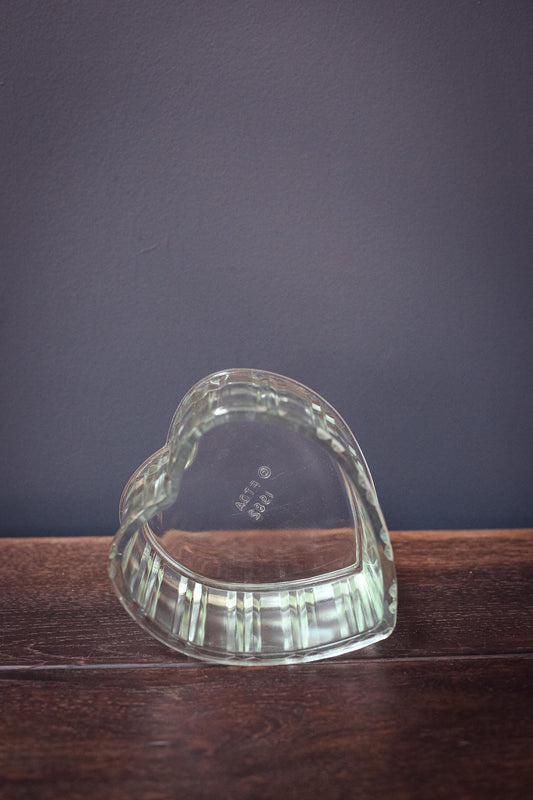 Glass Heart Bowl FTD 1982 - Vintage Glass Floral Vase