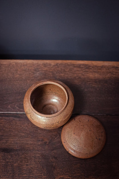 Speckle Glazed Ceramic Canister with Lid - Vintage Studio Ceramic Pottery Container