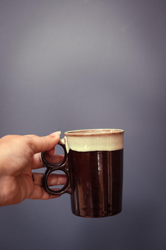 Brown Drip Glazed Mug - Vintage Midcentury Modern Mug Made in Japan