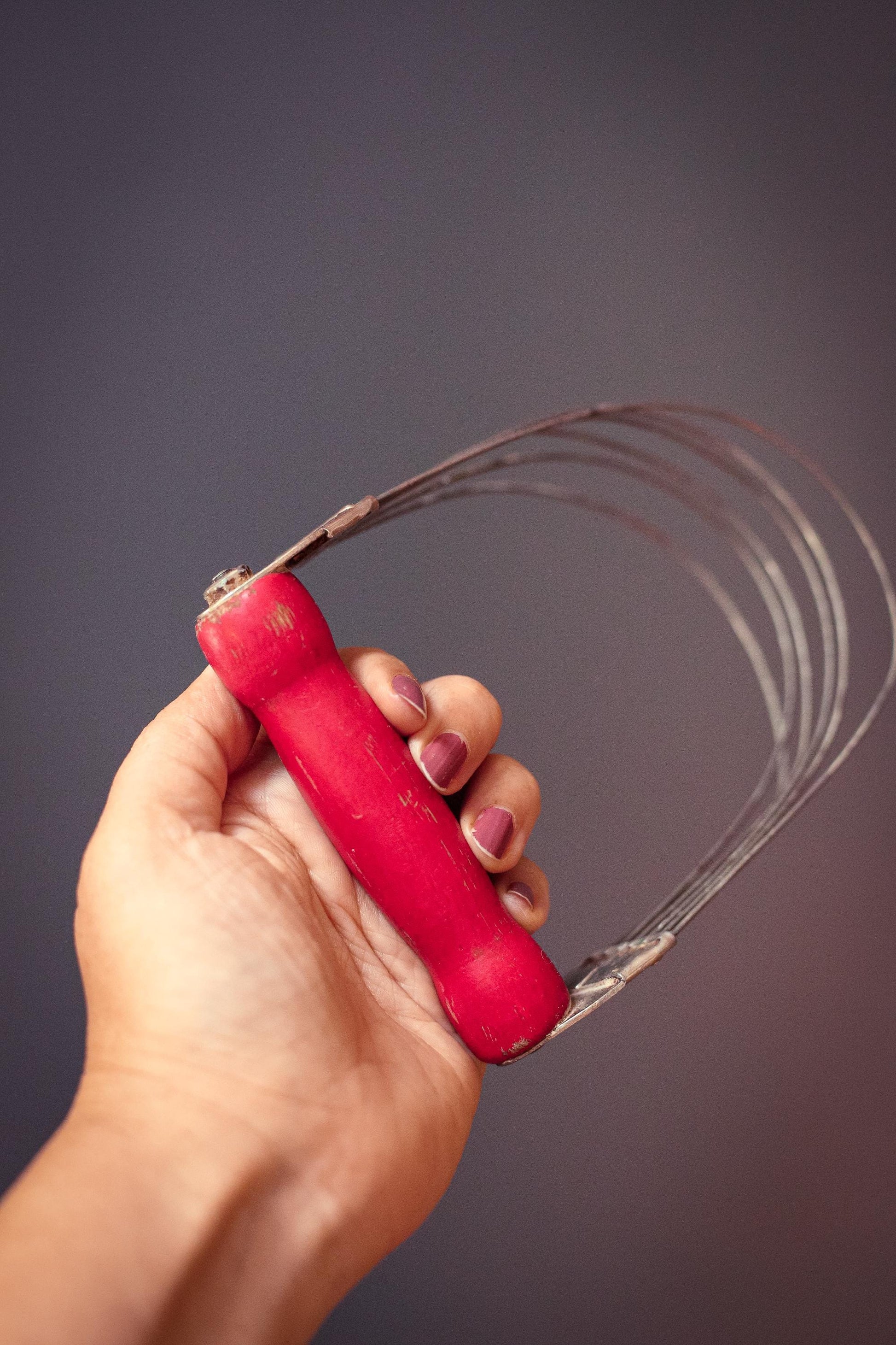 Red Wood Handle Dough Cutter - Vintage Country Farmhouse Kitchen Utensil