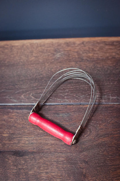 Red Wood Handle Dough Cutter - Vintage Country Farmhouse Kitchen Utensil