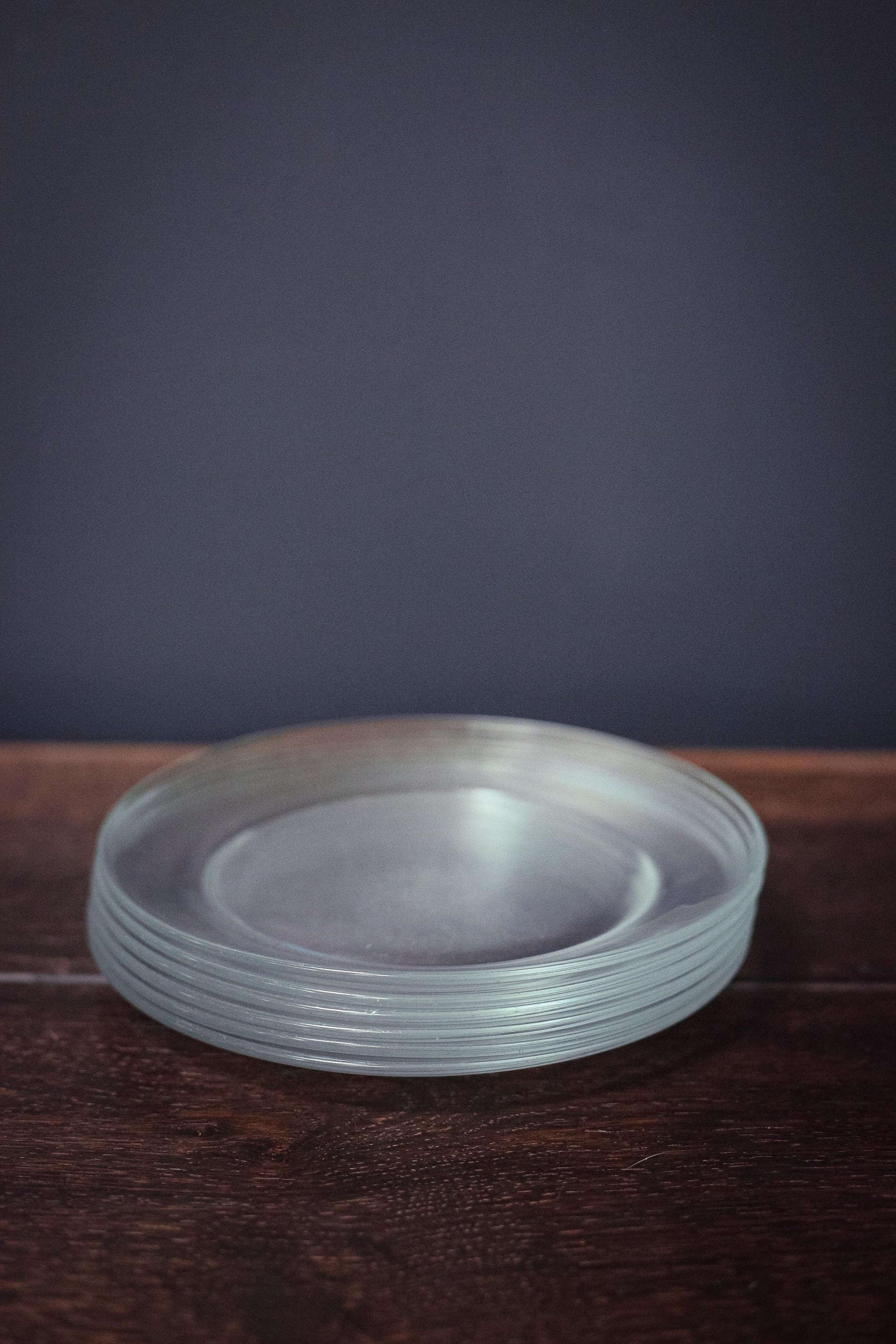 Set of 6 Arcoroc Glass 7" Fruit Plates - Vintage Arcoroc France Classique Clear Coupe Tempered Glass Salad Plates