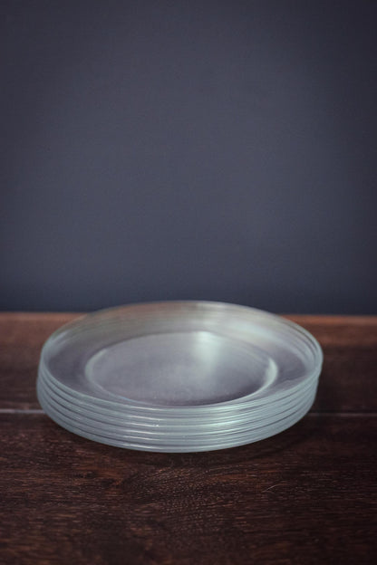 Set of 6 Arcoroc Glass 7" Fruit Plates - Vintage Arcoroc France Classique Clear Coupe Tempered Glass Salad Plates