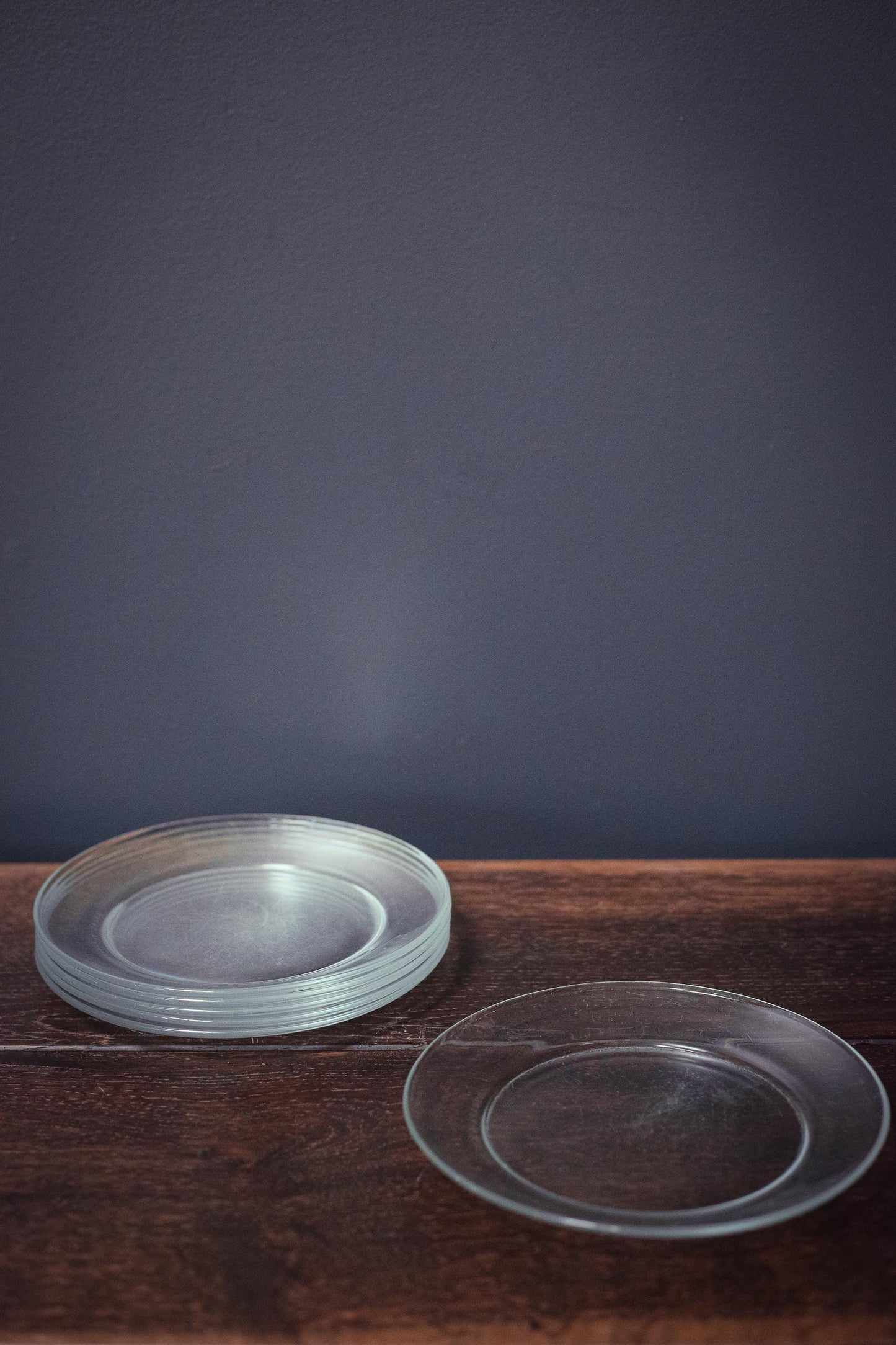 Set of 6 Arcoroc Glass 7" Fruit Plates - Vintage Arcoroc France Classique Clear Coupe Tempered Glass Salad Plates