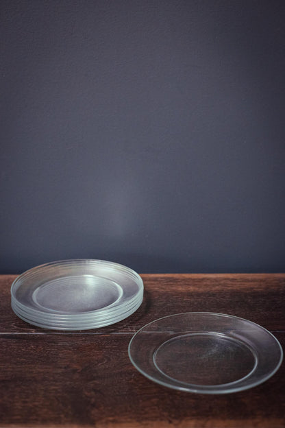 Set of 6 Arcoroc Glass 7" Fruit Plates - Vintage Arcoroc France Classique Clear Coupe Tempered Glass Salad Plates
