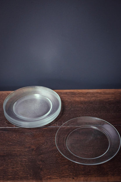 Set of 6 Arcoroc Glass 7" Fruit Plates - Vintage Arcoroc France Classique Clear Coupe Tempered Glass Salad Plates