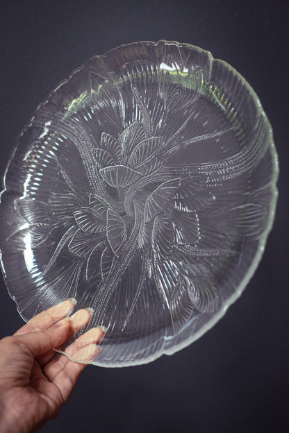 Arcoroc Canterbury Crocus Glass Dinner Plates - Vintage Glass Serving Platters