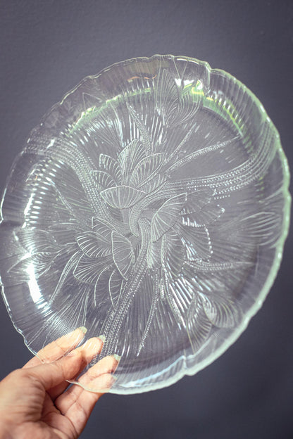 Arcoroc Canterbury Crocus Glass Dinner Plates - Vintage Glass Serving Platters