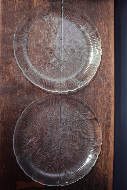 Arcoroc Canterbury Crocus Glass Dinner Plates - Vintage Glass Serving Platters