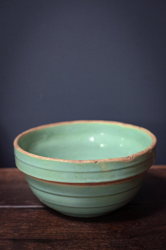 Green 9" Beehive Bowl - Vintage Mccoy Yellowware Bowl in Celadon/Pale Green
